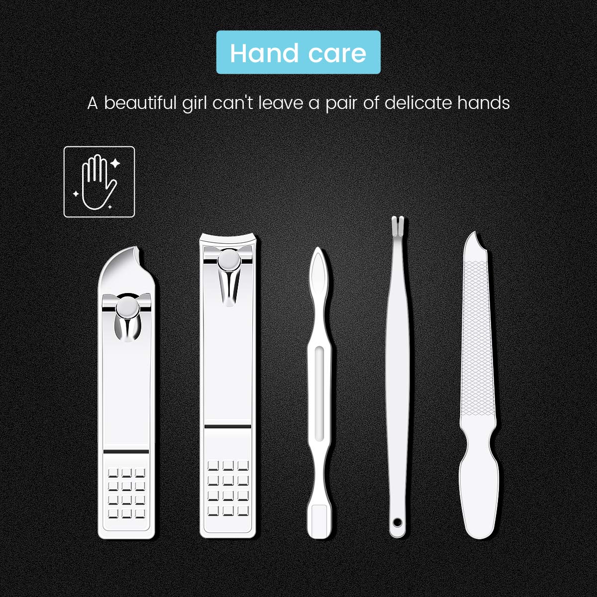 Manicure Set Nail Clippers Pedicure Kit 18 in 1 Tool Kit Stainless Steel Self Care Toenail Clippers Fingernail Cutter Ear Pick Grooming Kits with Luxurious Travel Case Gifts for Men and Women (Sliver)