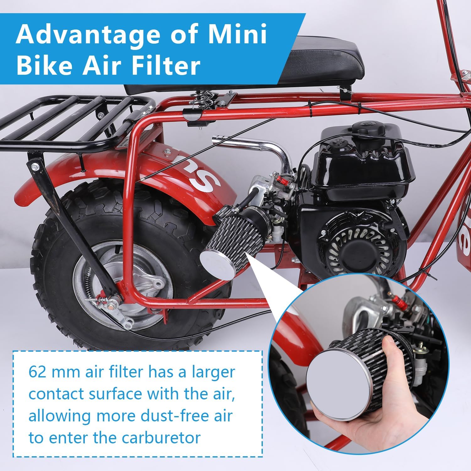 EOPOAYI 212cc Air Filter Kit Compatible with Predator 212 196cc Coleman CT200U Mini Bike 6.5Hp GX160 GX200 Clone Engine CT200U-EX BT200X Baja Warrior MB200 MB165 KT196 Go Kart Parts Black