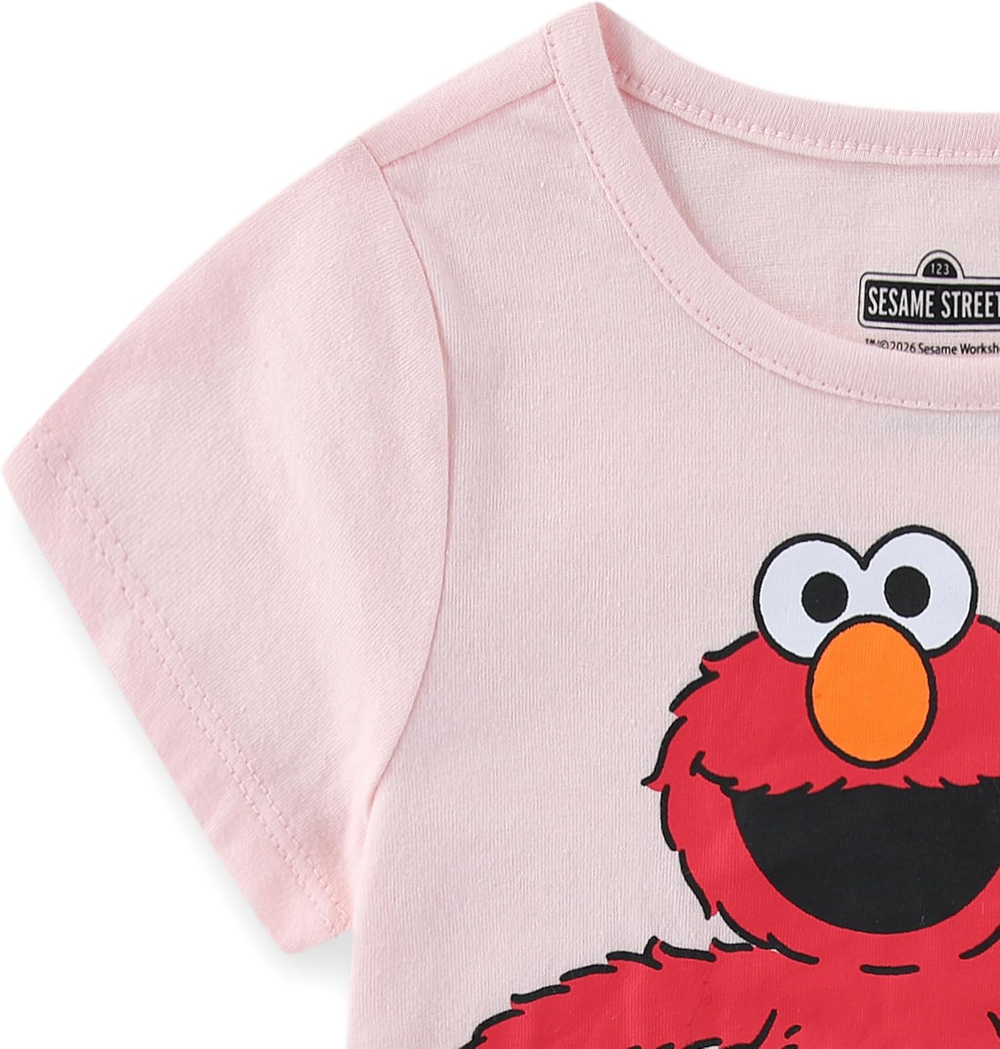 Sesame Street Elmo Girls Short Sleeve T-Shirt and Shorts Set for Toddler and Big Kids