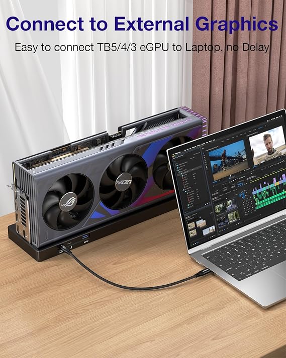 80Gbps USB C for Thunderbolt 5 Cable [1FT], Short USB-C to C Monitor Cord up to 8K@60Hz Video 240W PD Lightning-Fast Charging Compatible with Thunderbolt 4/3/USB4 V2 for SSD, eGPU
