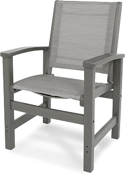 Polywood Coastal Dining Chair in Slate Grey/Metallic Sling