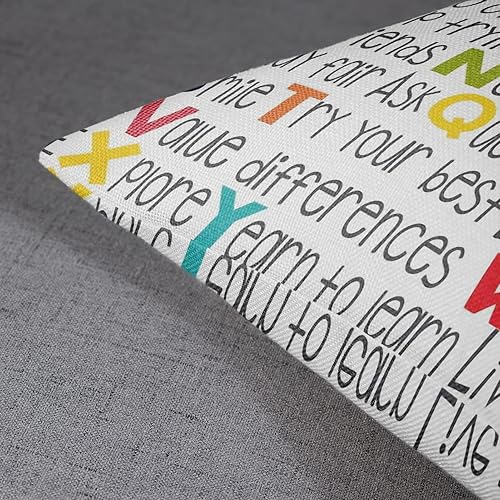 Miniatura 4 de Taysta Juego de 2 fundas de almohada de lino para aula, fundas de almohada decorativas de educación ABC, fundas de almohada decorativas para