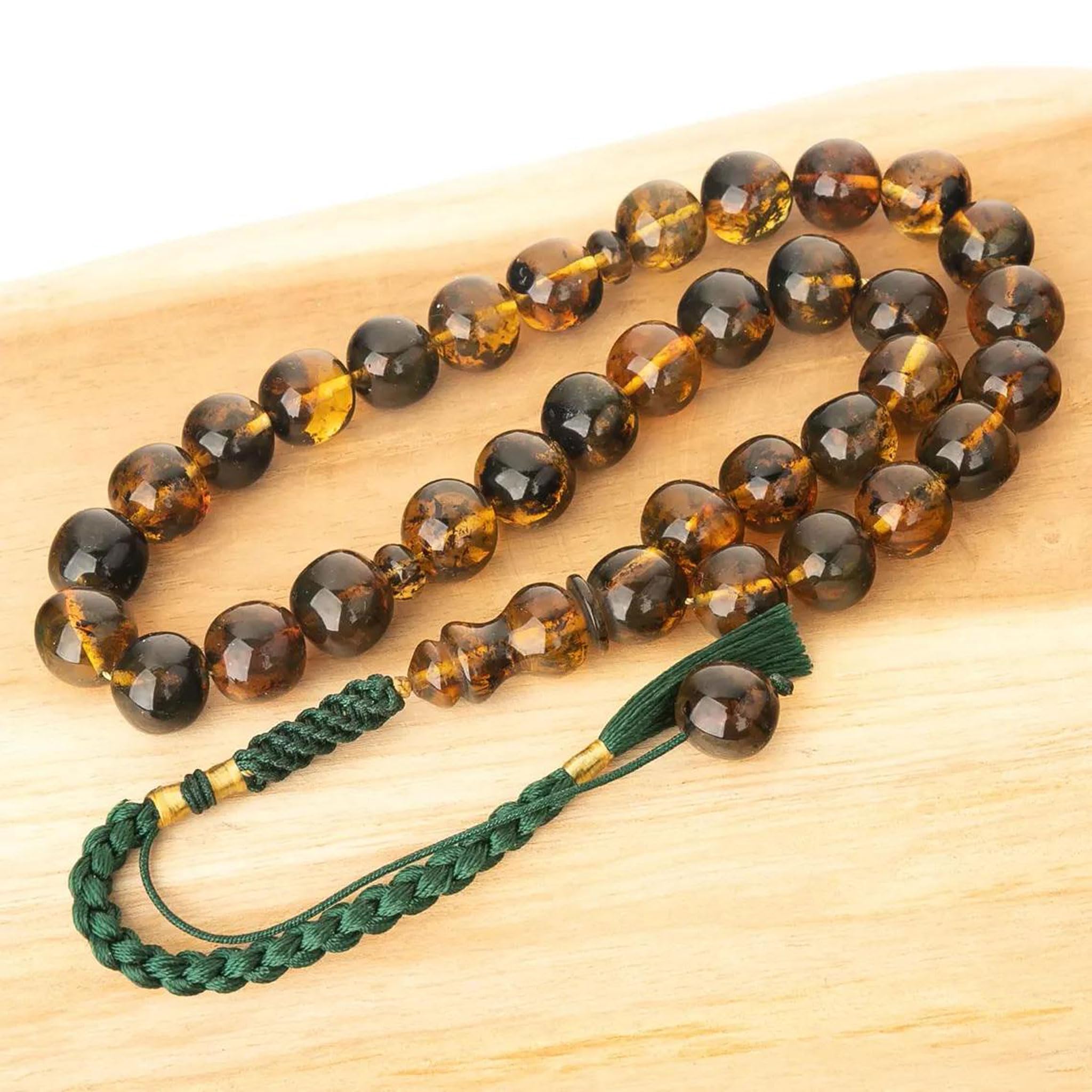 Tasbih z Bursztynu Bałtyckiego 33 Koraliki – Ręcznie Wykonana Misbaha, Muzułmański Różaniec Modlitewny, Naturalny Bursztyn, Luksusowy prezent