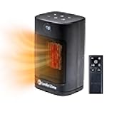 Comfort Zone Digital Desktop Heater, 1500W/1000W, ECO Mode, Thermostat, Remote Control, 12H Timer, Tip-Over & Overheat Protection, Portable Electric Space Heater for Indoor Use, Black