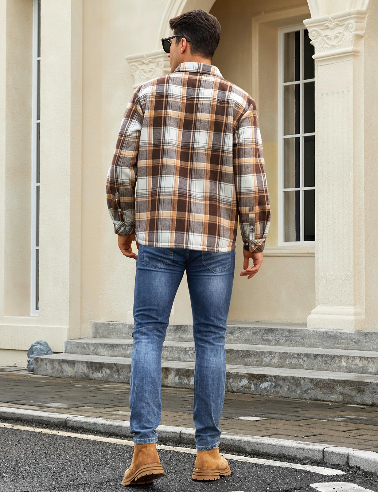 Svanco Chaquetas Hombre Térmica Chaqueta Camisa De Franela Forro Polar A Cuadros Suave Sherpa Forro Leñador Espeso Abrigo Con Bolsillos Casual Invierno Caliente Chaquetas De Trabajo M-XXL