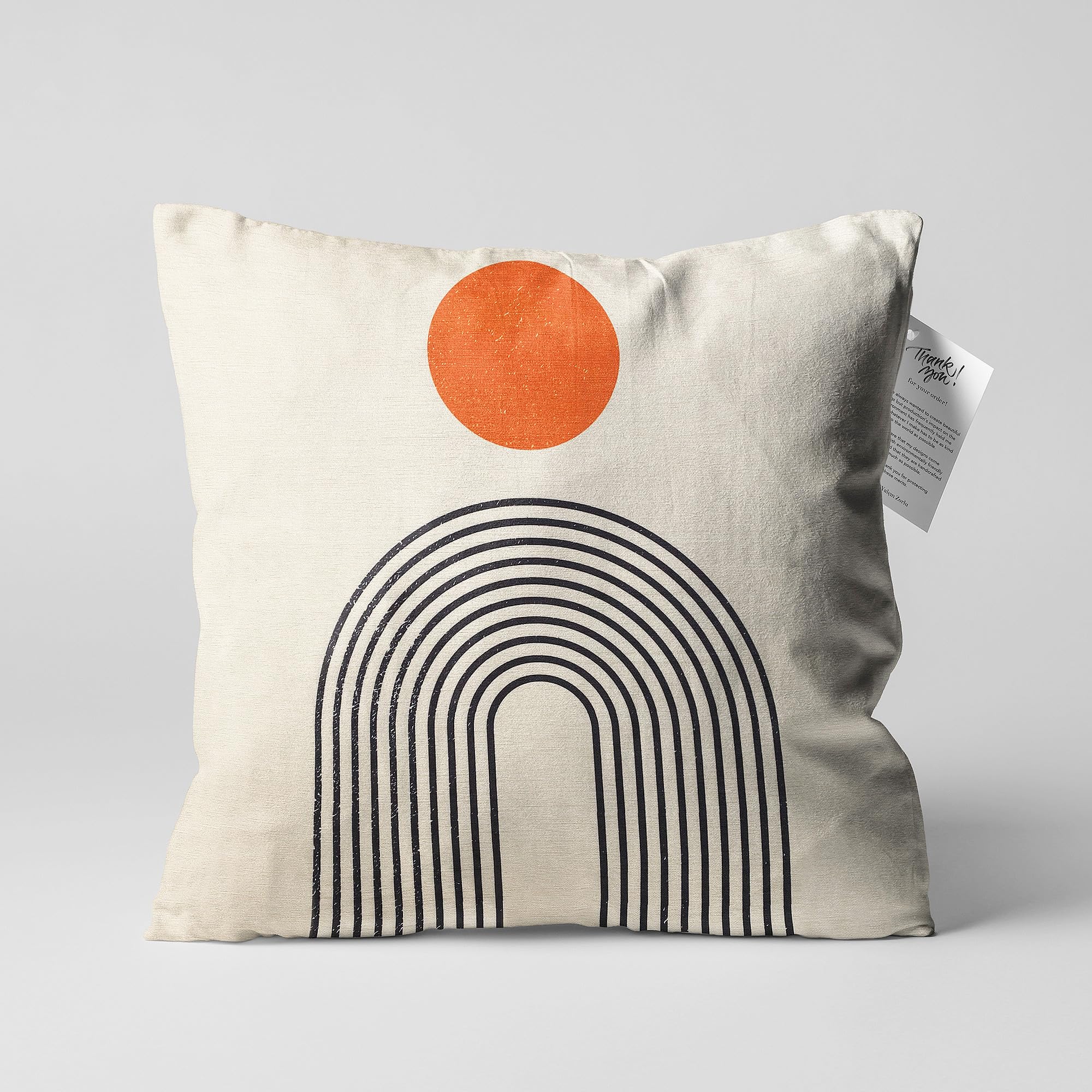OyzShop Abstract Geometric Beige Cushion Cover with Bauhaus Themed, Double Sided on the Soft Short Pile Velvet Fabric with Multi Sizes, OEKO-TEX 40x40cm (16x16 Inches) - Cover Only
