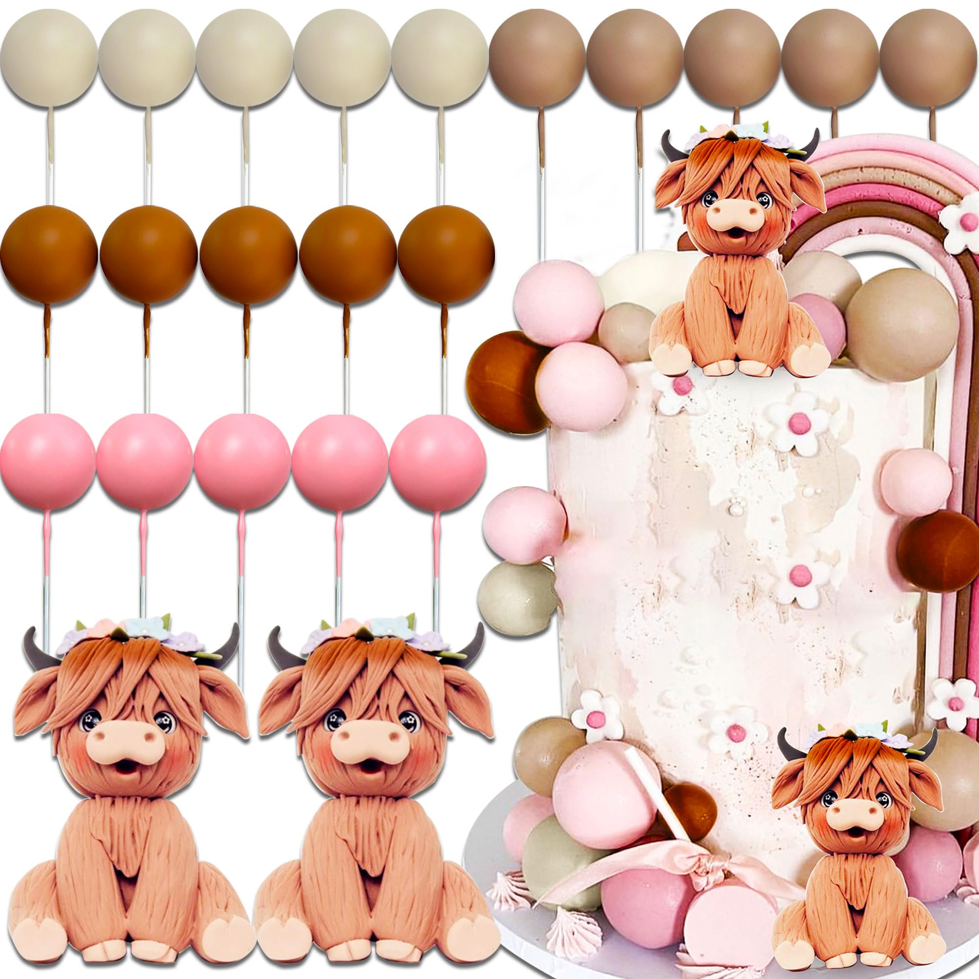 JeVenis Girls Highland Cow Cake Decorations Cake Topper Highland Cow Party Favors For Highland Cow Baby Shower Party Birthday Party Supplies