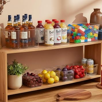 6 Pack Clear Fridge Storage Bins Organiser 24x13.5x11cm Small