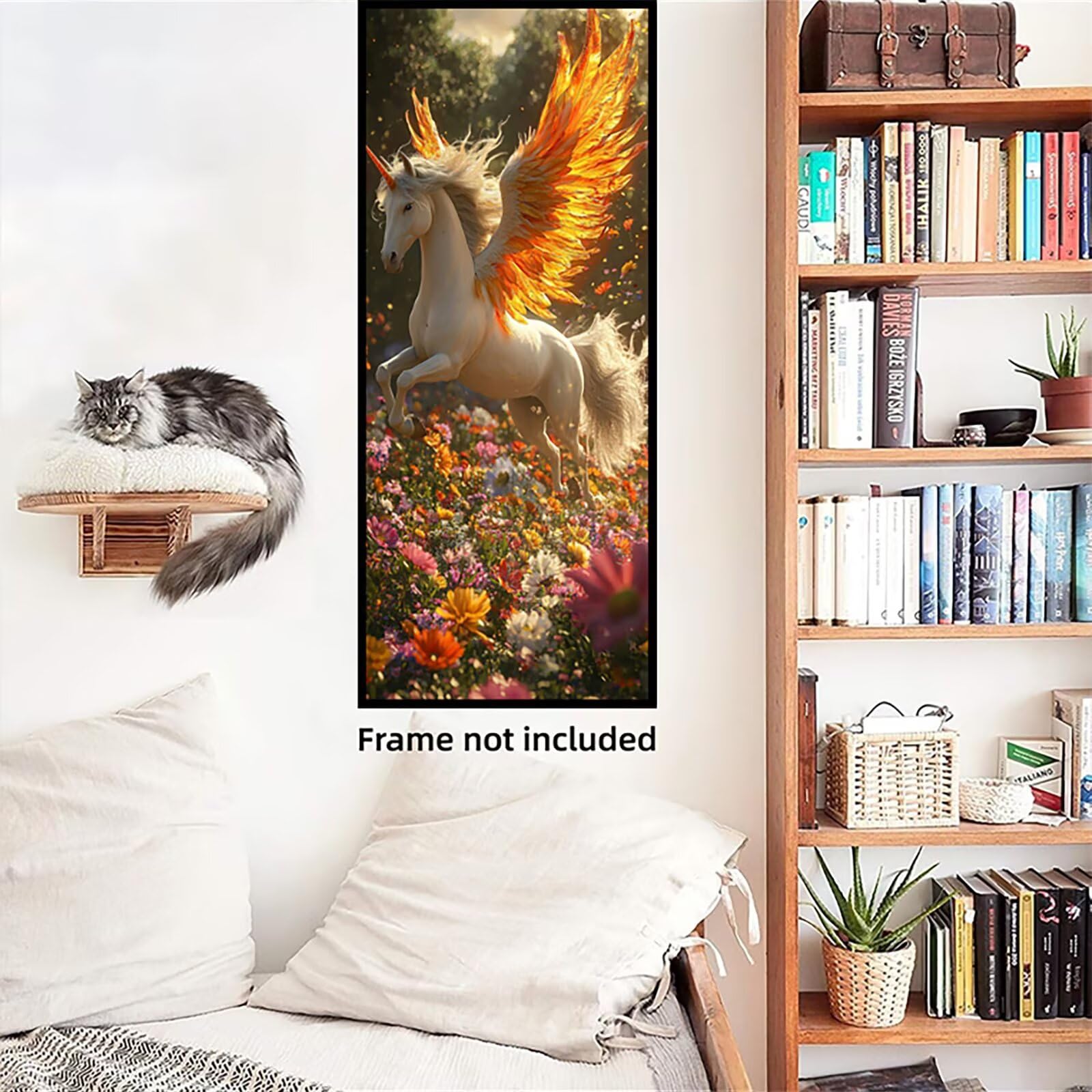 Malen Nach Zahlen 50x150cm Leinwand Einhorn Malen Nach Zahlen Erwachsene mit Ohne Rahmen, DIY Kreativ Set für Erwachsene mit Pinseln und Acrylfarbe, Zimmer Deko Blume Landschaft Geschenk, P0M-866