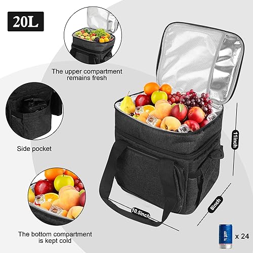 Miniatura 3 de Lonchera para mujeres y hombres, lonchera aislada de doble cubierta, a prueba de fugas, suave, grande, para adultos, para el trabajo al aire libre