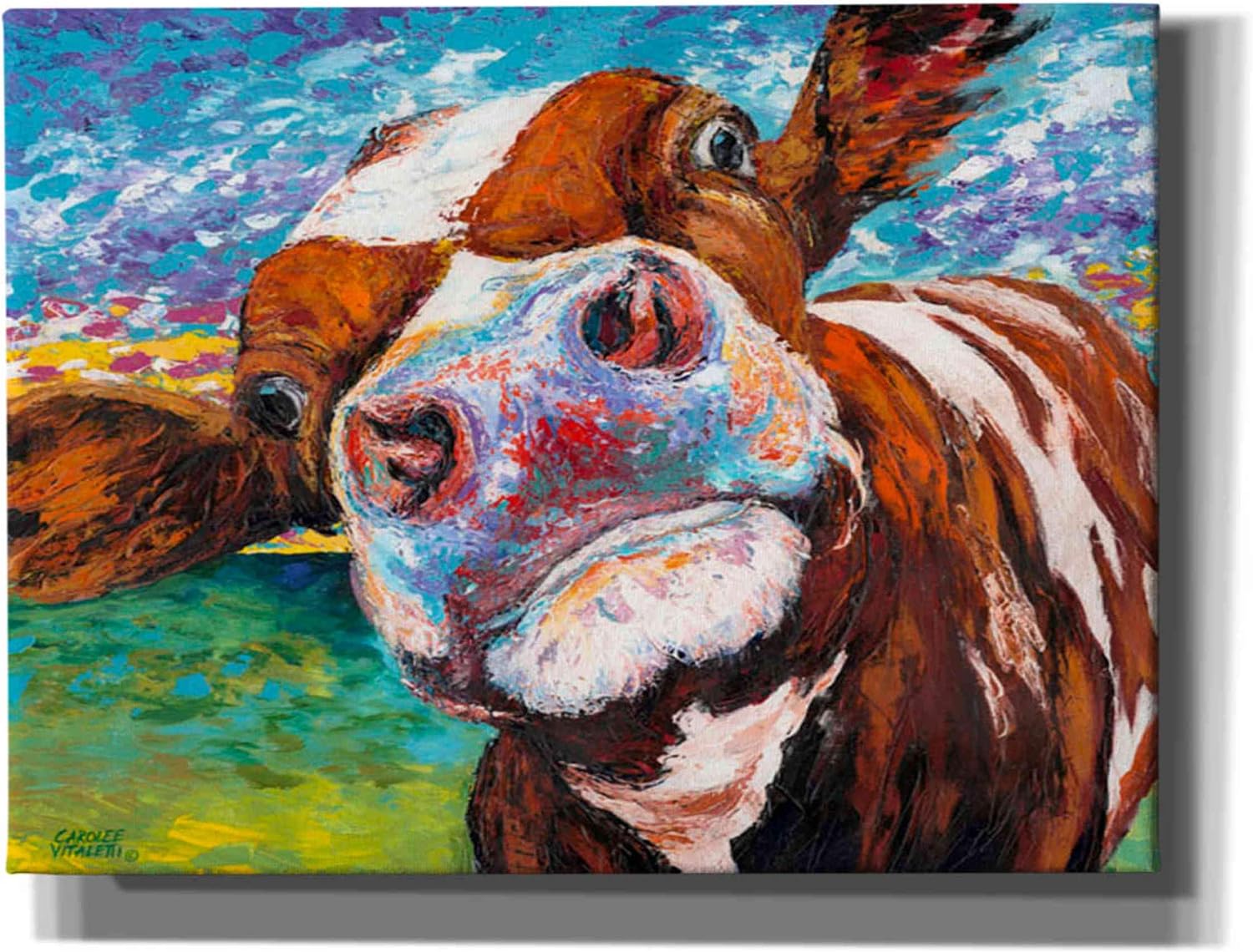Epic Graffiti 'Curious Cow I' by Carolee Vitaletti Canvas Wall Art, 16"x12"