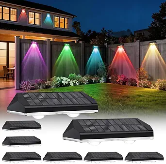 Solar Fence Lights Outdoor, Warm White & RGB Combo 8 Modes Color Changing Fence Lights Solar Powered for Outside, LED IP65 Waterproof Solar Patio Light for Step, Pathway, Garden, Deck, Stairs - 8 Pack