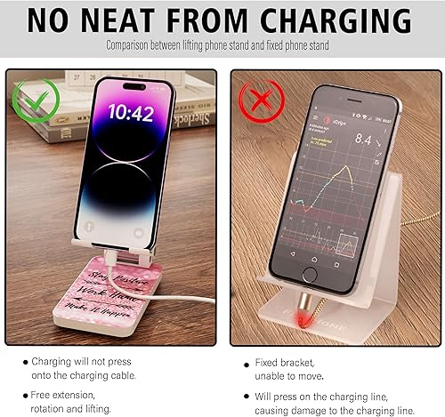 Miniatura 5 de Heainaiyoo Soporte plegable para teléfono celular, soporte de teléfono celular ajustable en altura en ángulo, soporte para teléfono para escritorio,