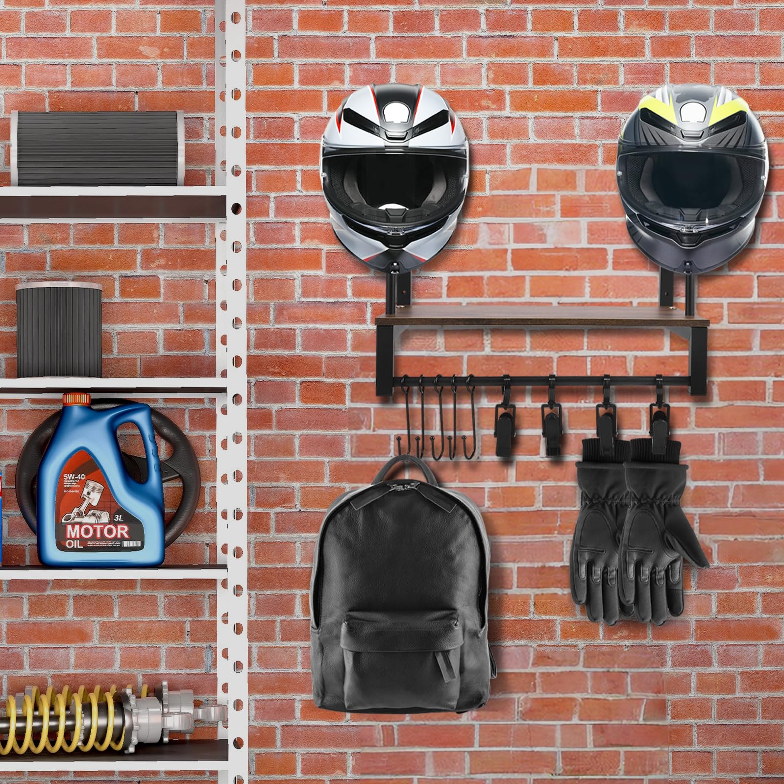 Appendi Casco Moto da Parete, Porta Casco da Parete Porta Cappelli con Assi di Legno, Supporti per Tattico Moto Calcio e Ciclismo