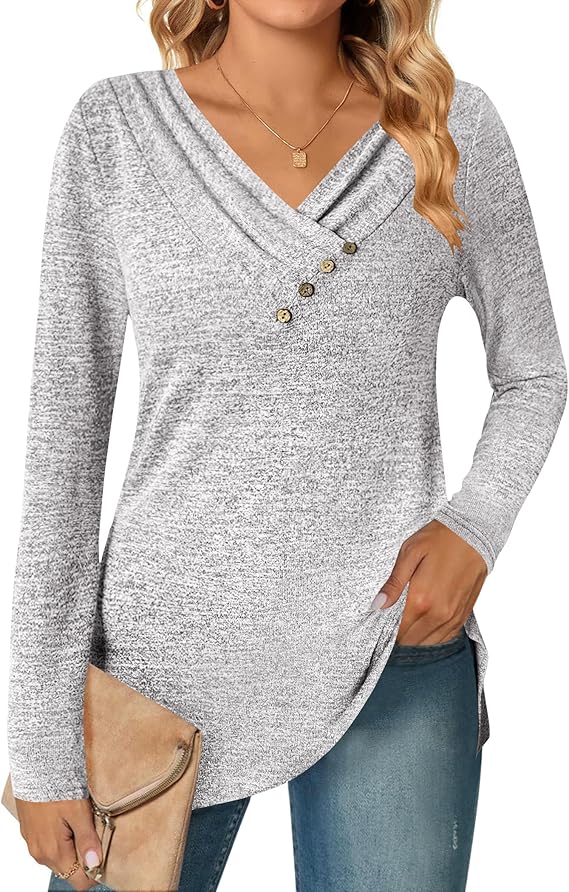 Cozy & Chic! 🍂  V-Neck Tunic Tops for Women | Perfect with Leggings