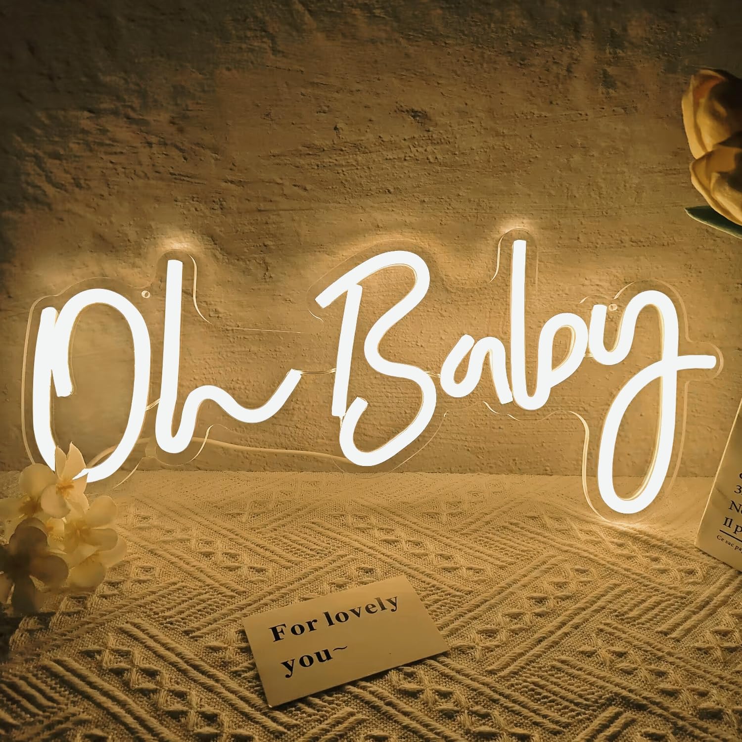 Grande Luce Al Neon Oh Baby Con Dimmer E Telecomando - Decorazione Murale Per Baby Shower, Festa Di Compleanno E Cameretta, Luci LED Bianche - 2