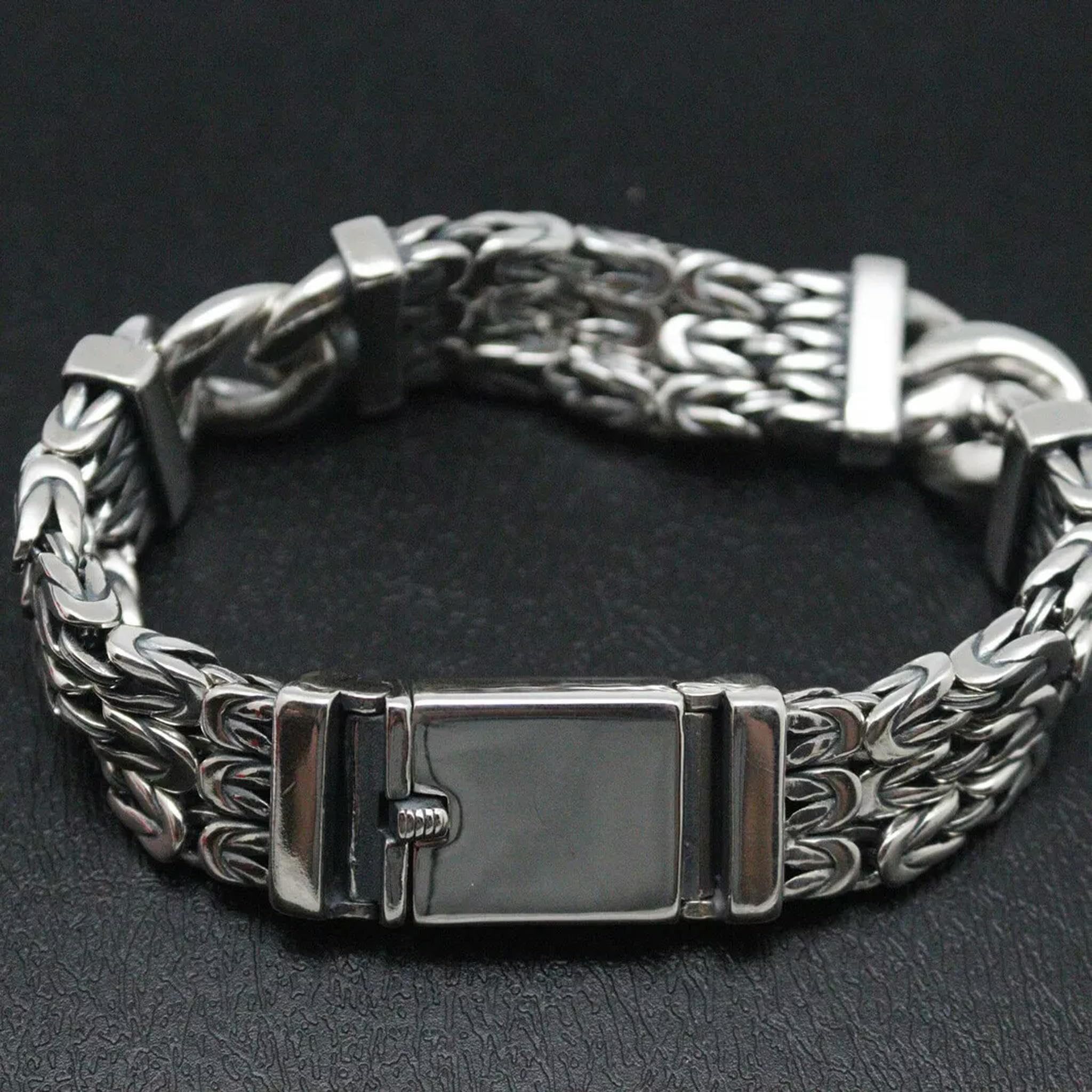 Echtes 925-Silber-Armband für Damen und Herren, 18 mm breiter, byzantinisches Glied, 8,66 Zoll lang
