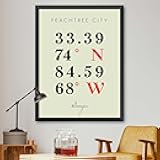 Map of Peachtree City, Georgia, Multiline Coordinates Colored (18x24)