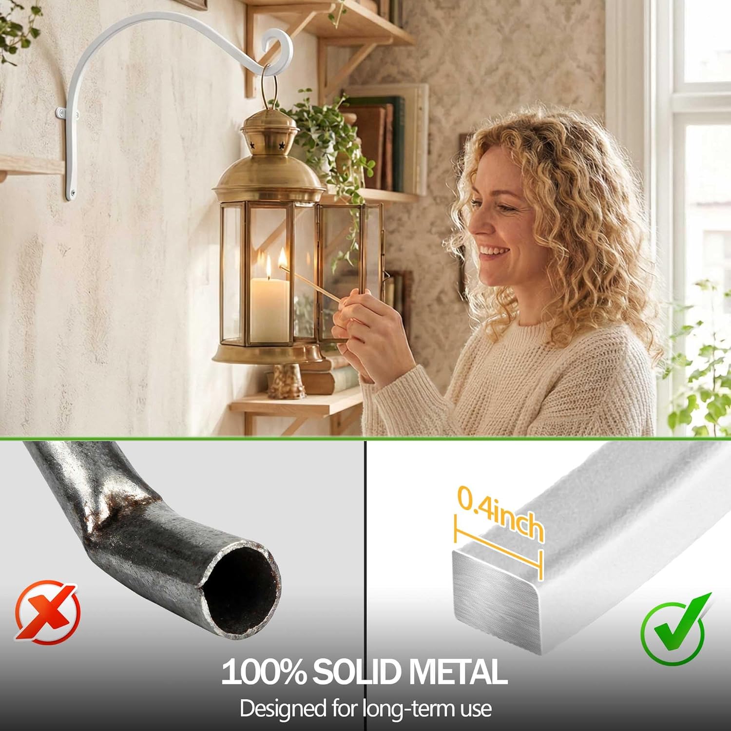 Qiang Ni Bird Feeder Hanger: 12-Inch Wall-Mounted Plant Bracket Outdoor - 4 Pieces White Plant Hooks for Hanging Flower Baskets