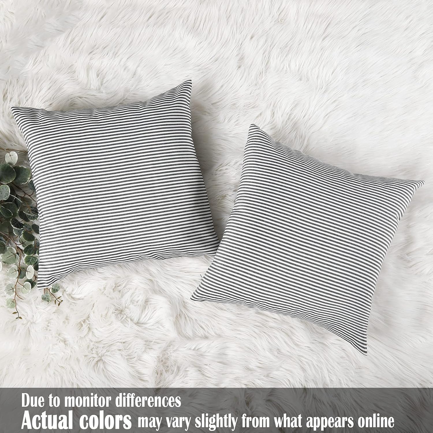 CARRIE HOME Black White Farmhouse Striped Pillow Covers 18x18 Set of 2 Black and White Farmhouse Decor Pillows for Sofa Bedroom and Chair - Image 4