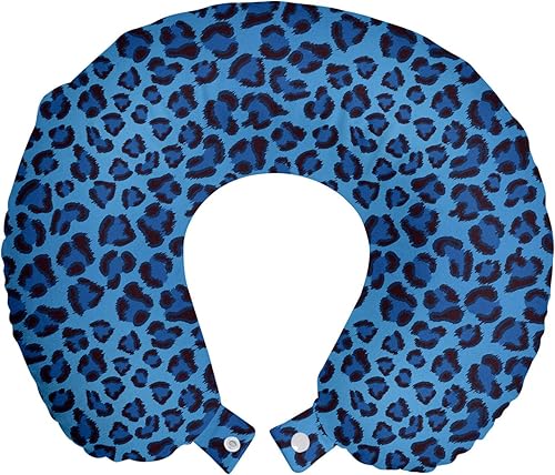 Lunarable Animal Print Travel Pillow Neck Rest, Leopard Skin Animal Print Design Creative Contemporary Artwork, Memory Foam Traveling Accessory for
