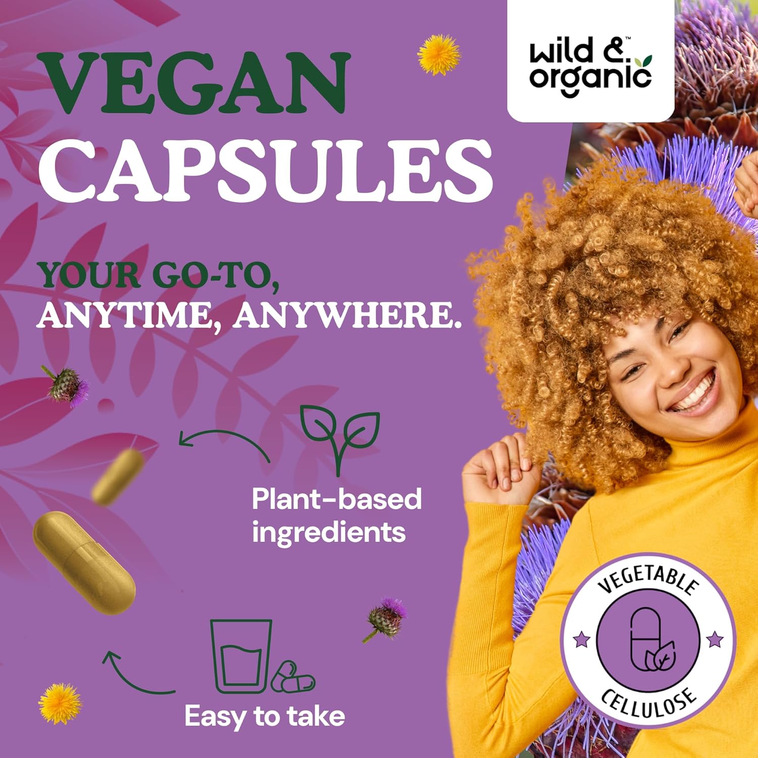 Wild & Organic Liver Detox Cleanse Capsules - Milk Thistle Silymarin, Dandelion Root Liver Support Formula - Milk Thistle Supplement - 90 Vegan Capsules - 45-Day Supply - No Fillers, Non-GMO - Image 4