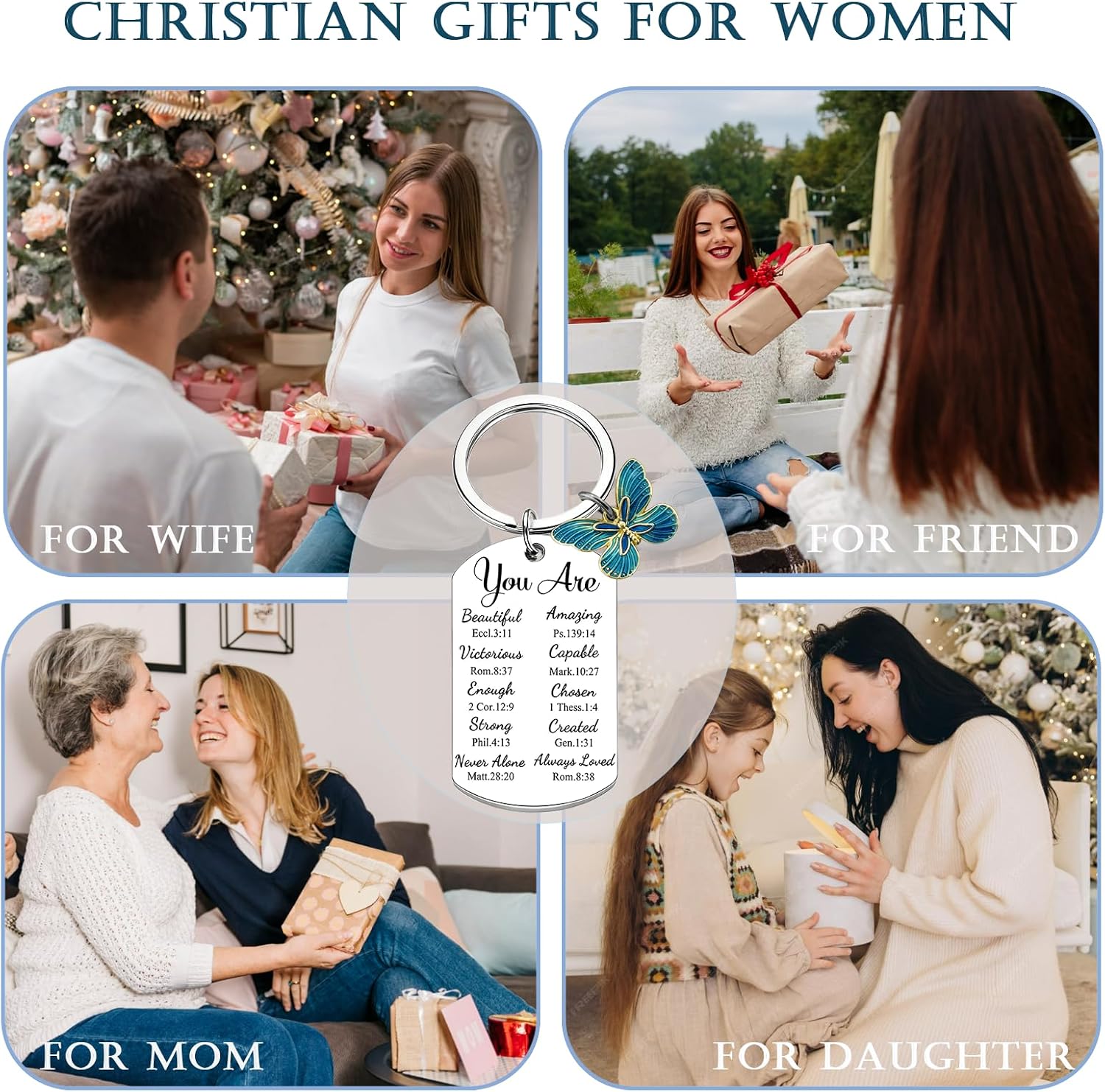 Cute Christian Keychains For Women Mom Daughter,Religious Bible Verse Christian Gifts For Women Bible Accessories