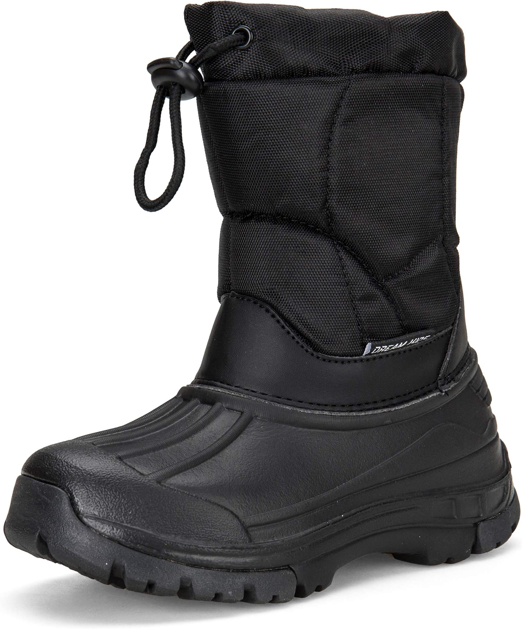 DREAM KIDS Boys Snow Boots Outdoor Waterproof Cold Weather Winter Boots for Girls(Toddler/Little Kid/Big Kid) DKTX001-T5-30 Dark Black