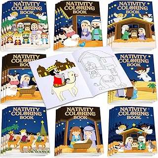 Faccito 24 Pieces Christmas Nativity Activity Coloring Book The Nativity of Jesus Coloring Page for Christmas Holiday Party Gift Goodie Bags Rewards Carnival Prizes