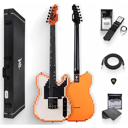 8-Bit Stage-T Pixel Electric Guitar, Original Inspired Design, Semi-Hollow Lightweight Build, Custom MTL-50 Alnico Pickups, Brass Compensated Bridge, Premium Hardshell Case Included