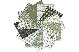 12Pcs Christmas Fabric Xmas Watercolor Green Fabric Squares 10x10