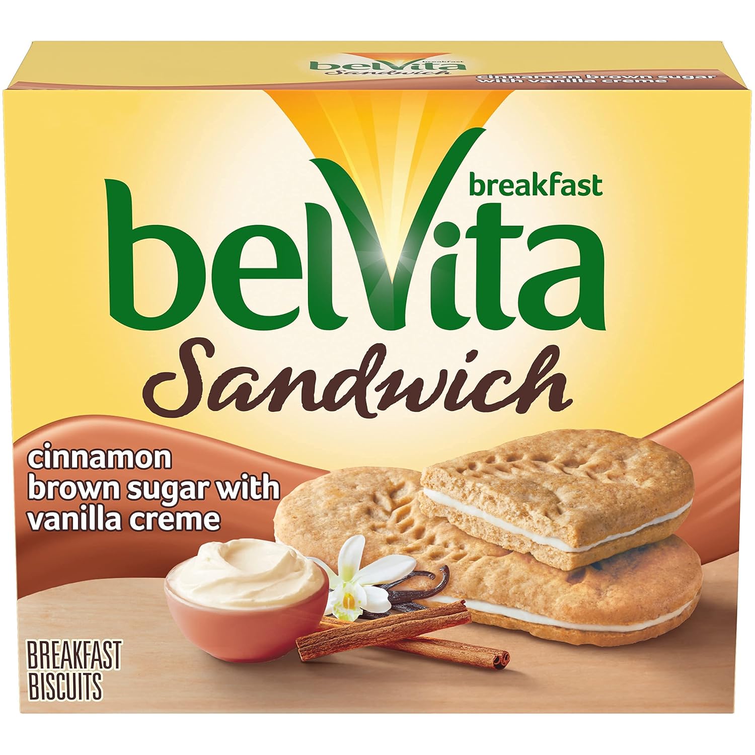 belVita Breakfast Biscuit Sandwiches, Cinnamon Brown Sugar & Vanilla Creme Flavor, 5 Packs (2 Biscuit Sandwiches Per Pack) - SET OF 3