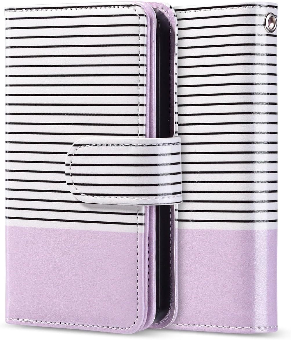 ULAK iPhone SE Case, iPhone 5S Case, iPhone 5s/5/SE Wallet Case, Fashion PU Leather Magnet Wallet Flip Case Cover with Built-in Credit Card/ID Card Slots for 5 5s SE,Minimal Stripe Purple