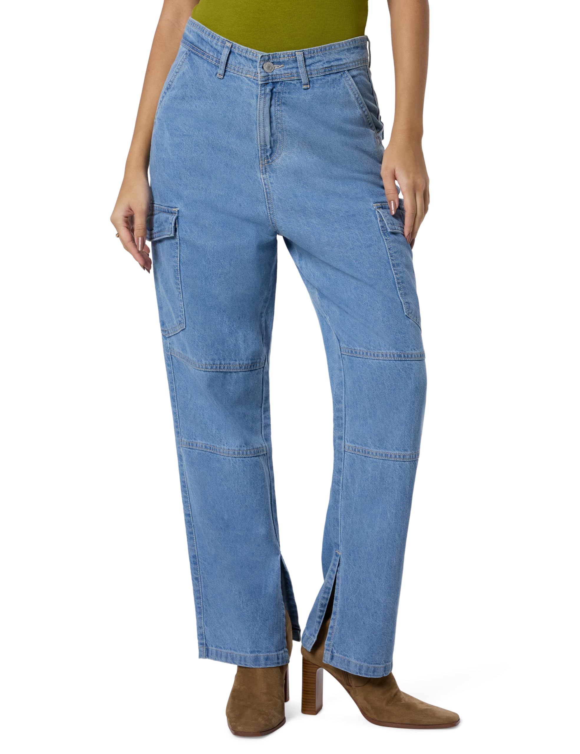kraus jeans Women's Cotton Cargo Fit Mid-Rise Cargo (WFB-369)-picture-14