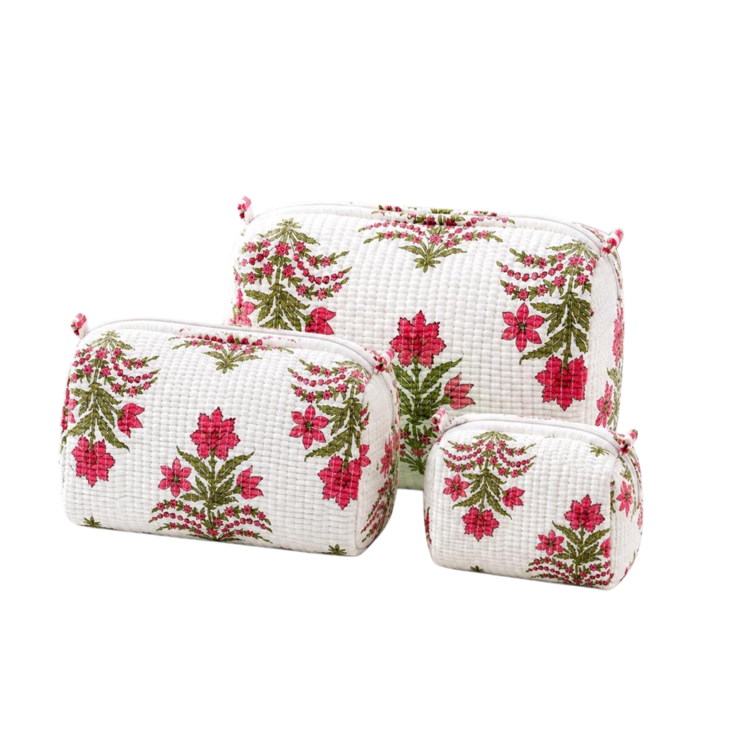Quilted Makeup Bag Set of 3 for Women | Travel Cosmetic Pouch with Zipper | Waterproof Toiletry Organizer Bags | Multipurpose Utility Pouches for Makeup, Skincare & Accessories (Ivory Mist)-image-38
