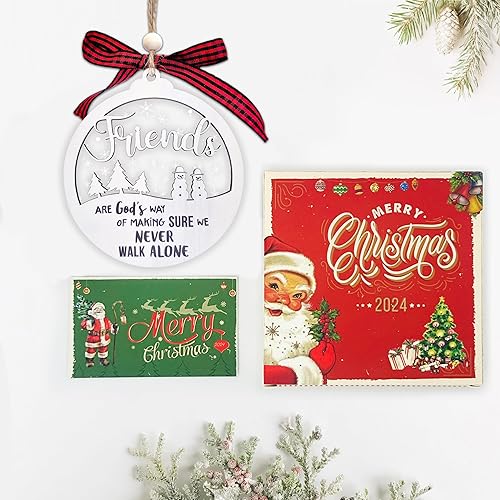 Miniatura 7 de Adorno de amistades, 2 capas de adornos de Navidad para amigos, regalo de Navidad para mujeres, adornos de amistad para mujeres, regalo de Año