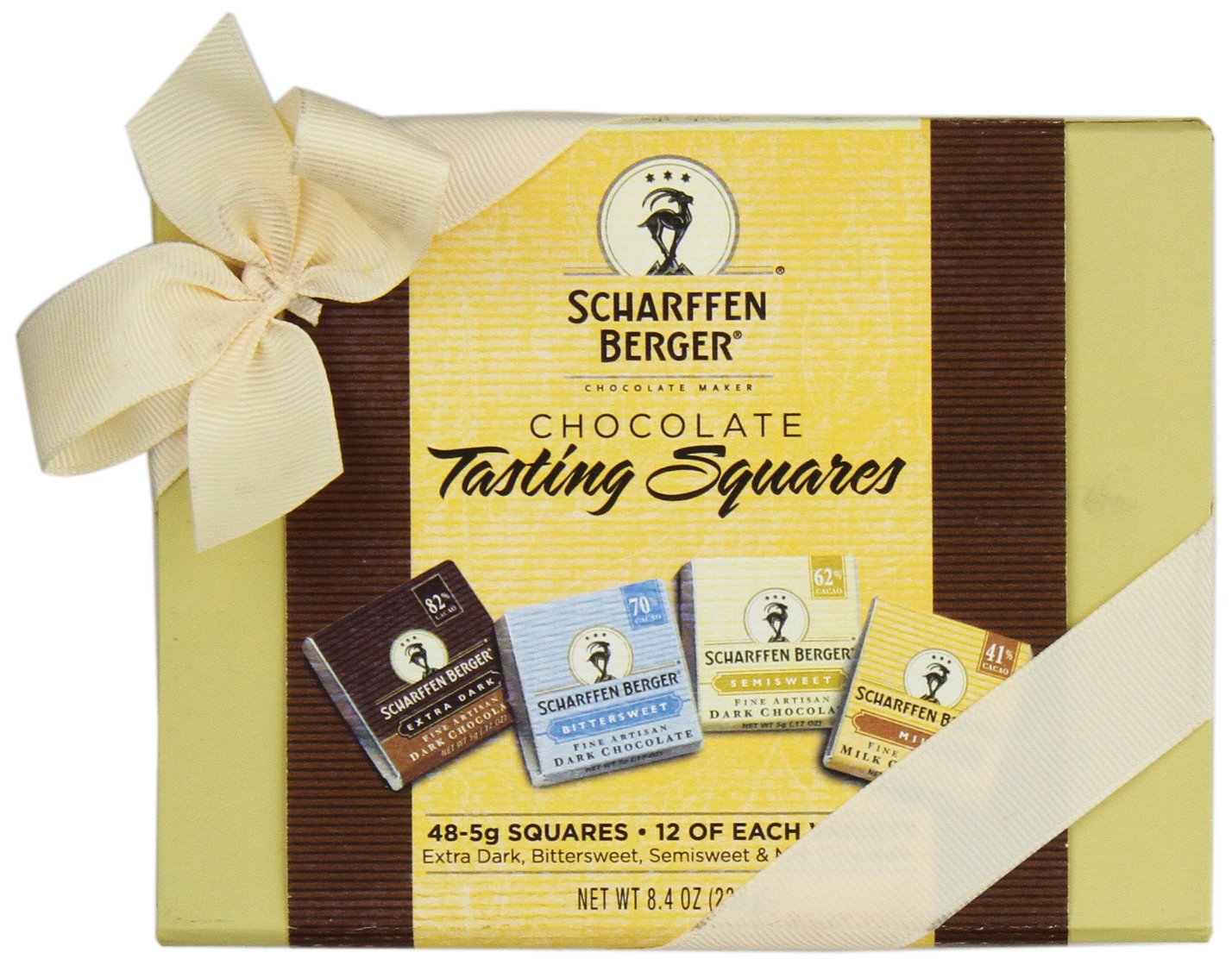 SCHARFEEN BERGER Artisan Chocolate Tasting Squares Gift Box, 64 Count