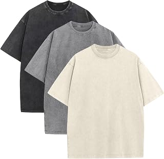 Men's Oversized Cotton T-Shirts Loose Fit Vintage Washed Tee Unisex Short Sleeve Casual Shirts Tops