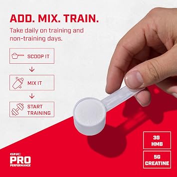 GNC Pro Performance Creatine Monohydrate + HMB - Micronized Creatine Powder for High-Intensity Workouts - Easy-Mix Powder - Informed Choice Certified - Gluten-Free & Soy-Free - 30 Servings
