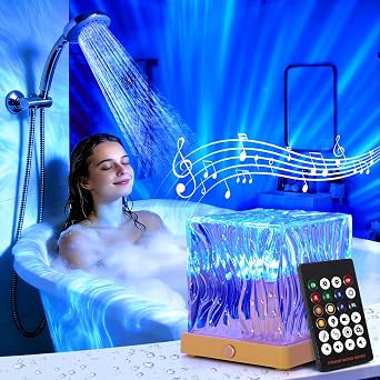 Northern Lights Projector with Bluetooth Speaker,16 Colors Rechargeable Aurora Northern Lights Projector Cube with Remote & Touch Control,Mood Lighting for Bedroom Room Shower Decor,Birthday Gifts