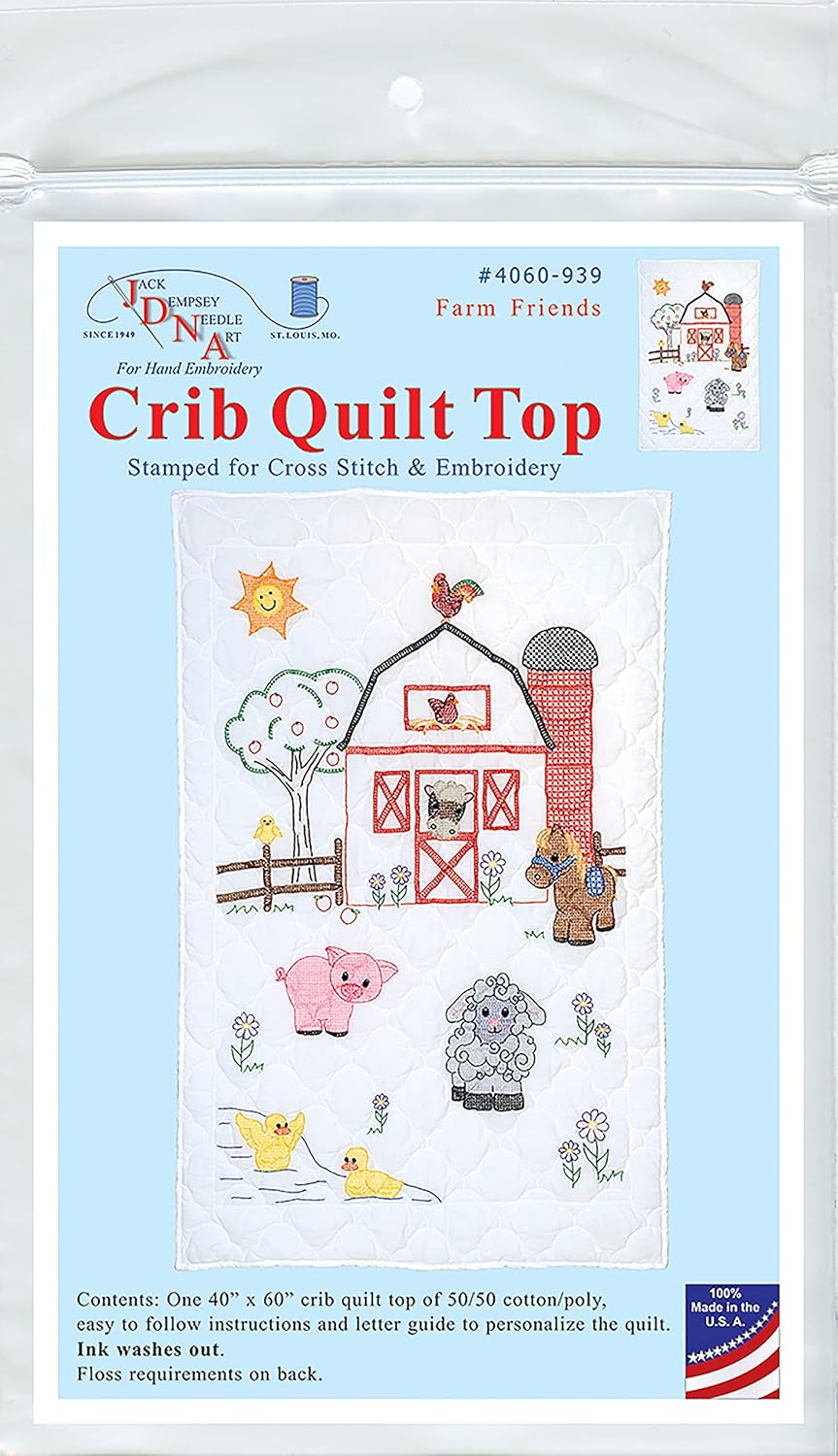 Jack Dempsey Crib Quilt Tops WH FRNDS, Farm Friends