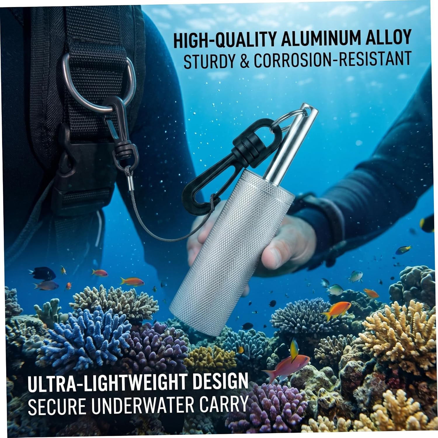 Tank Accessories, Diving Noise Maker, High-Frequency Underwater Rattle Tool, Aluminum Alloy Diving Accessories - Silver
