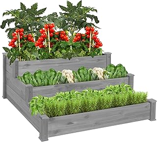 Best Choice Products 3-Tier Fir Wood Raised Garden Bed Planter Kit for P...