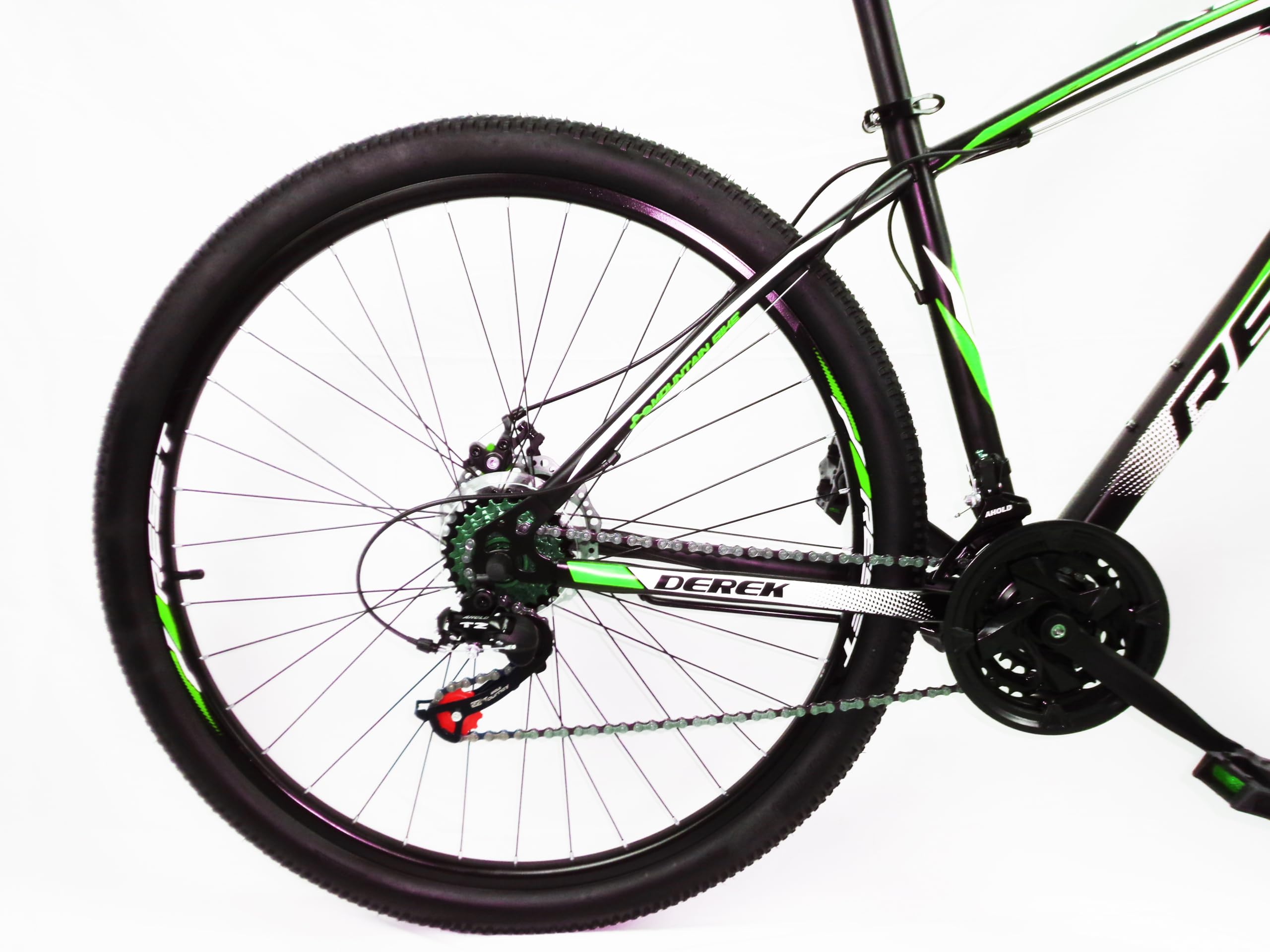 Generico Bicicletta Mountain Bike MTB Ragazzo 29" 21V in Acciaio Nero e Verde Fluo