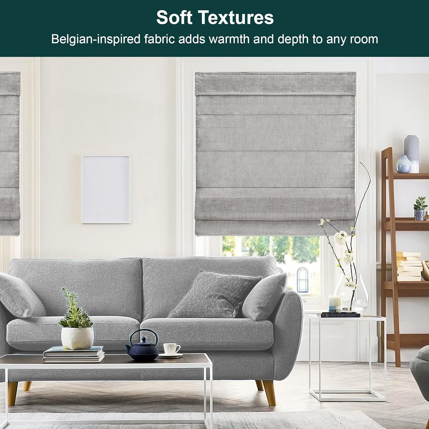 CHICOLOGY Roman Shades for Windows , Window Treatments , Roman Shades , Roman Window Shades , Room Darkening Shades , Window Shades , 47"W X 64"H , Belgian Denim (Privacy & Light Filtering) Belgian Denim (Privacy & Light Filtering) 47"W x 64"H