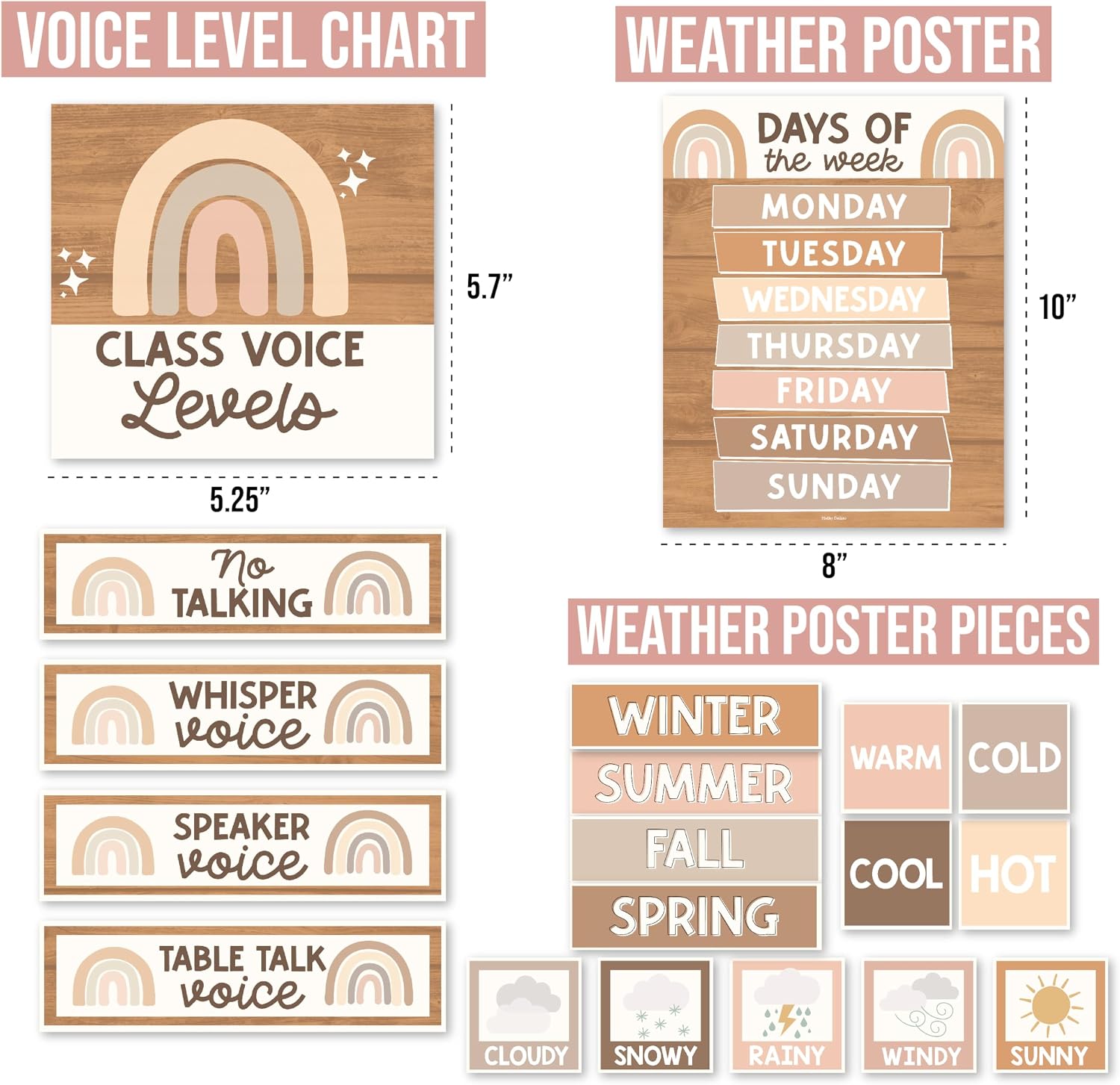 Classroom Calendar Set Bulletin Board Decor - Weather Chart, Days, Months, Seasons, Pastel Colors, 98 Pieces - View #7