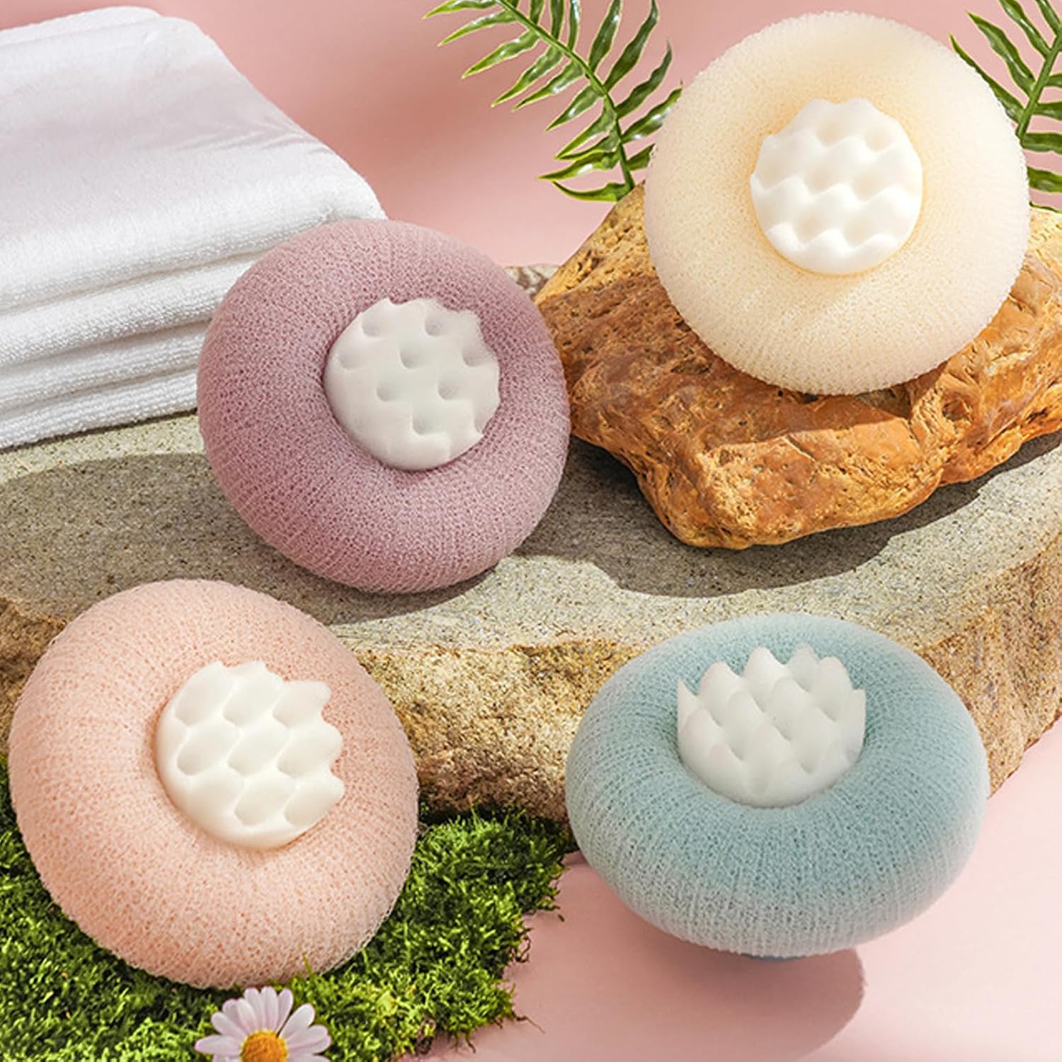 Shower Sponge for Body, Bath Courtesy Sponge soap Balls for Women，Scrub Your Body and Enjoy the Shower (Small, 4)