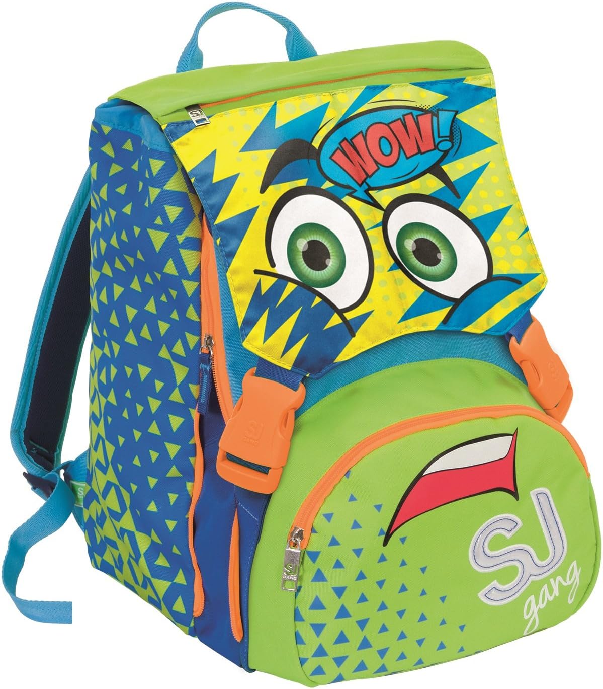 Zaino scuola ESTENSIBILE FACCE DA SJ - Verde Blu 31Lt : Amazon.it: Valigeria