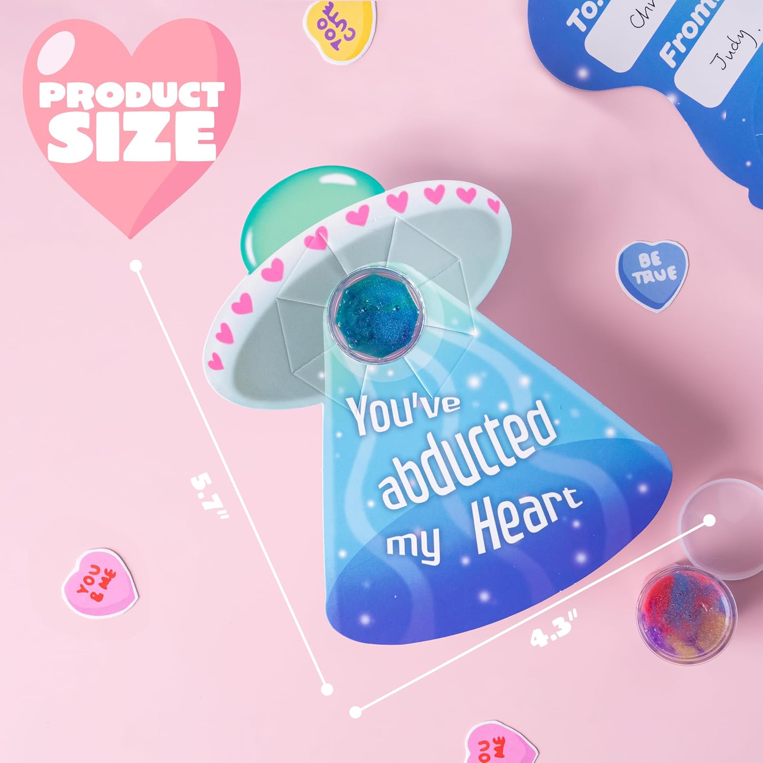 JOYIN 30 PCS Valentine Day Gift Cards with Galaxy Slime Stress Relief Fidget Toy for Kids Party Favor, Classroom Exchange Prizes, Valentines Party Favors, Greeting Cards