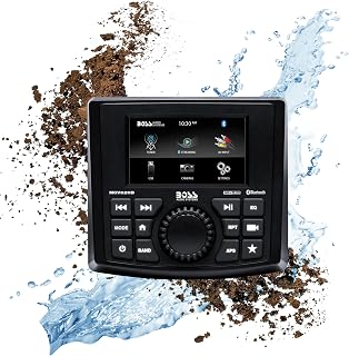 BOSS Audio Systems MGV520B Marine Gauge Receiver – Weatherproof, 3 Inch LCD, Built-in Amplifier, Bluetooth, Digital Media MP3 Player, No CD Player, USB Port, AM/FM Radio